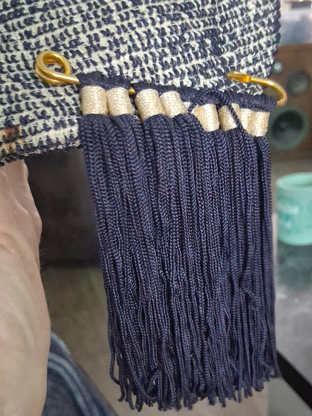 Navy Blue Fringe Hat Trim Accessory